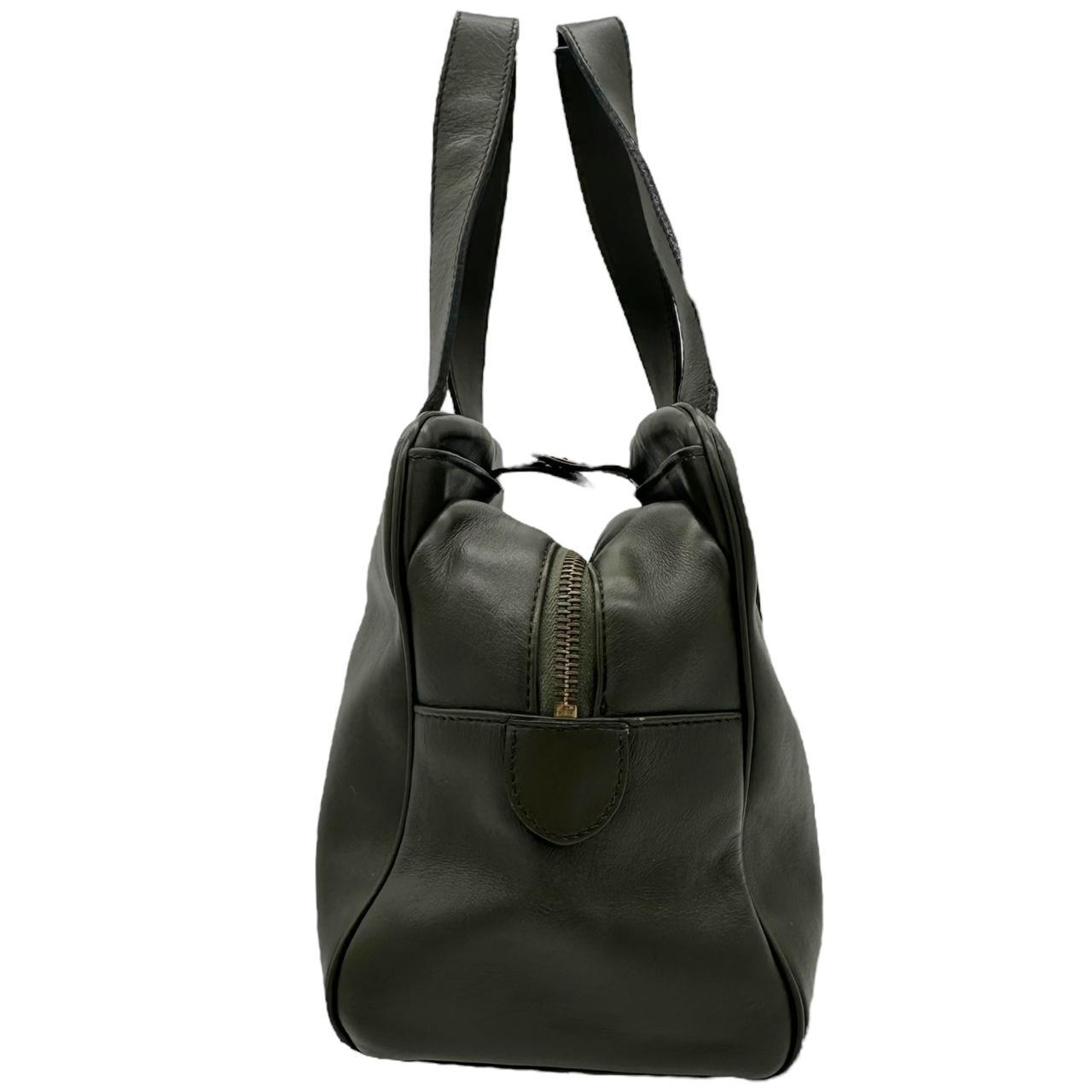 Celine Khaki Green Leather Square Boston Bag