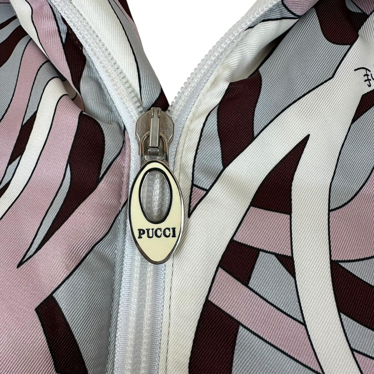 Emilio Pucci Purple Printed Puffer Coat With Fur Trim
