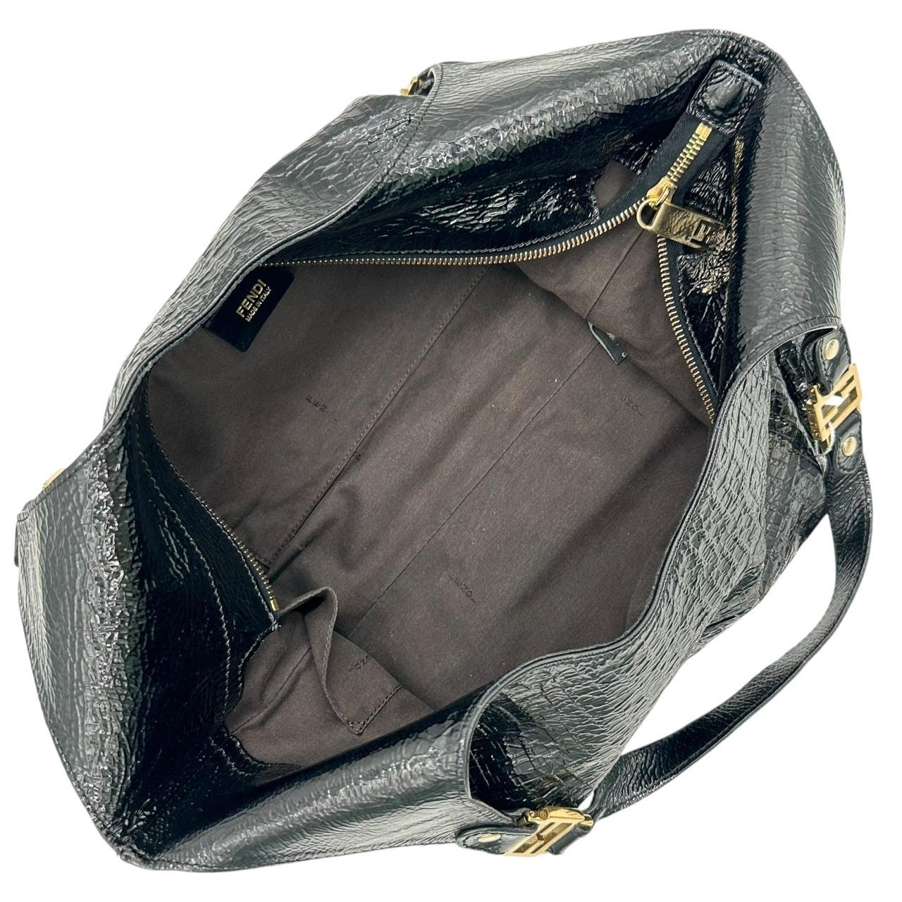 Fendi Black Patent Leather Hobo Bag