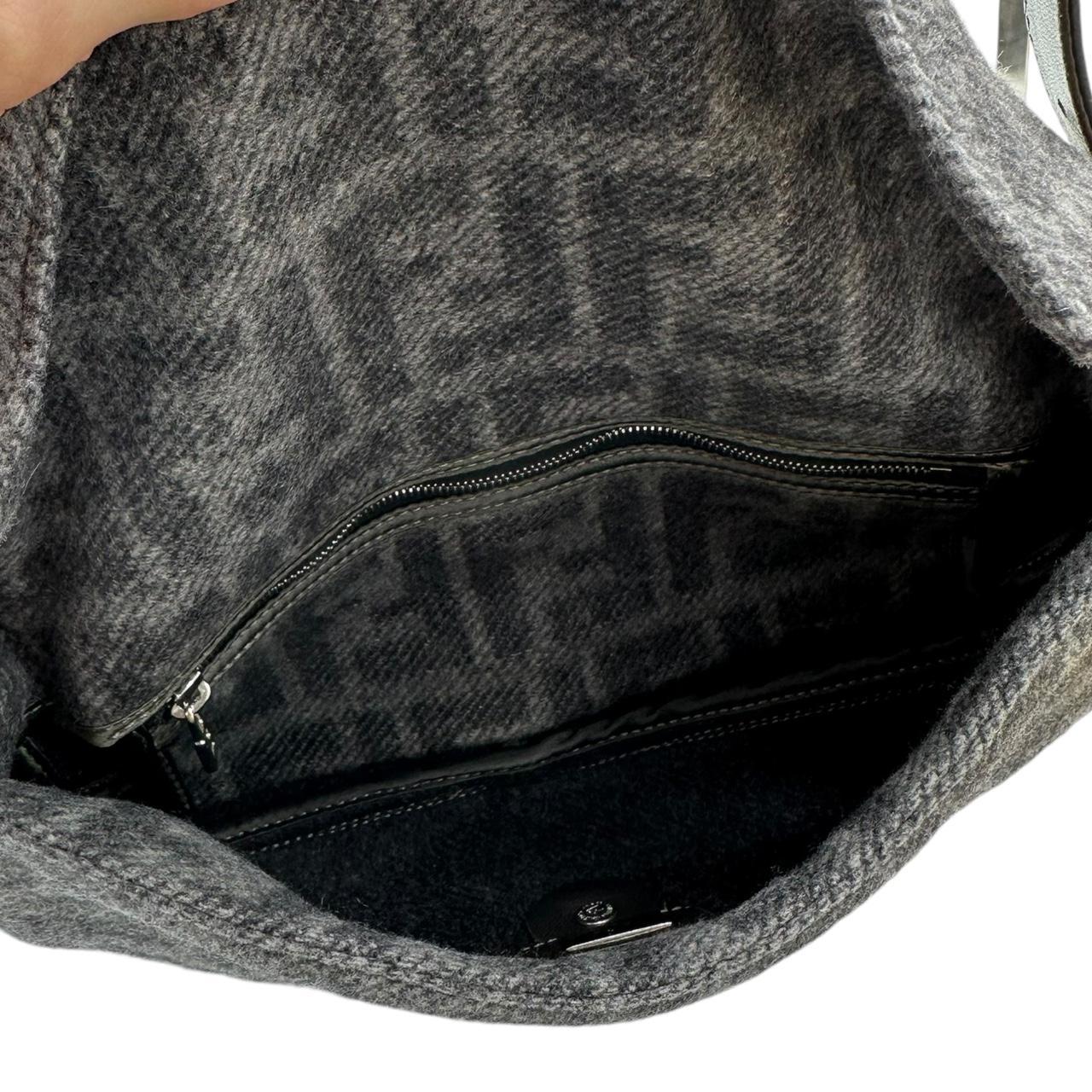 Fendi Wool Knit Gray Zucca Monogram Baguette Shoulder Bag - Outfit Repeater