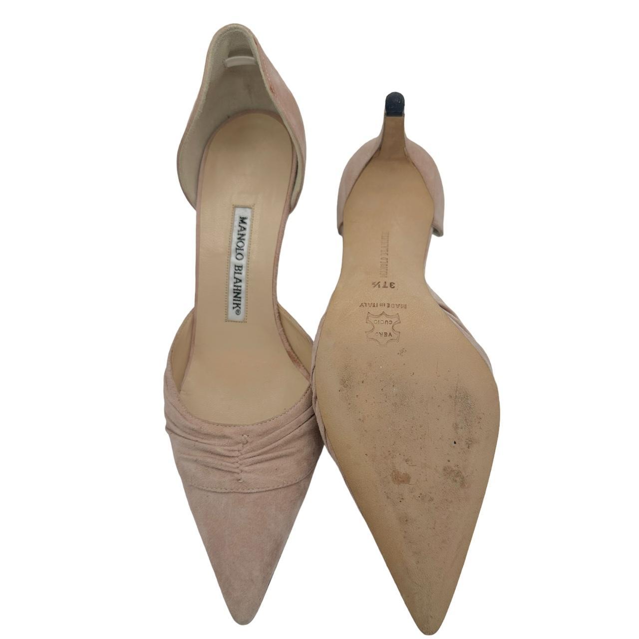 Manolo Blahnik Pink Suede D'Orsay Pointed Toe Heels