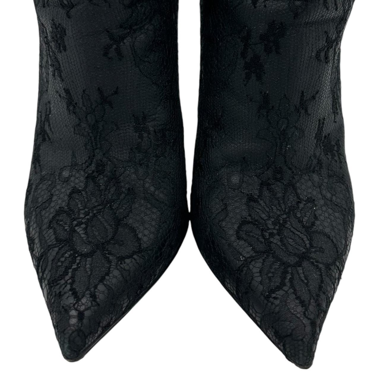 Dolce & Gabbana Black Lace Heeled Knee-High Boots