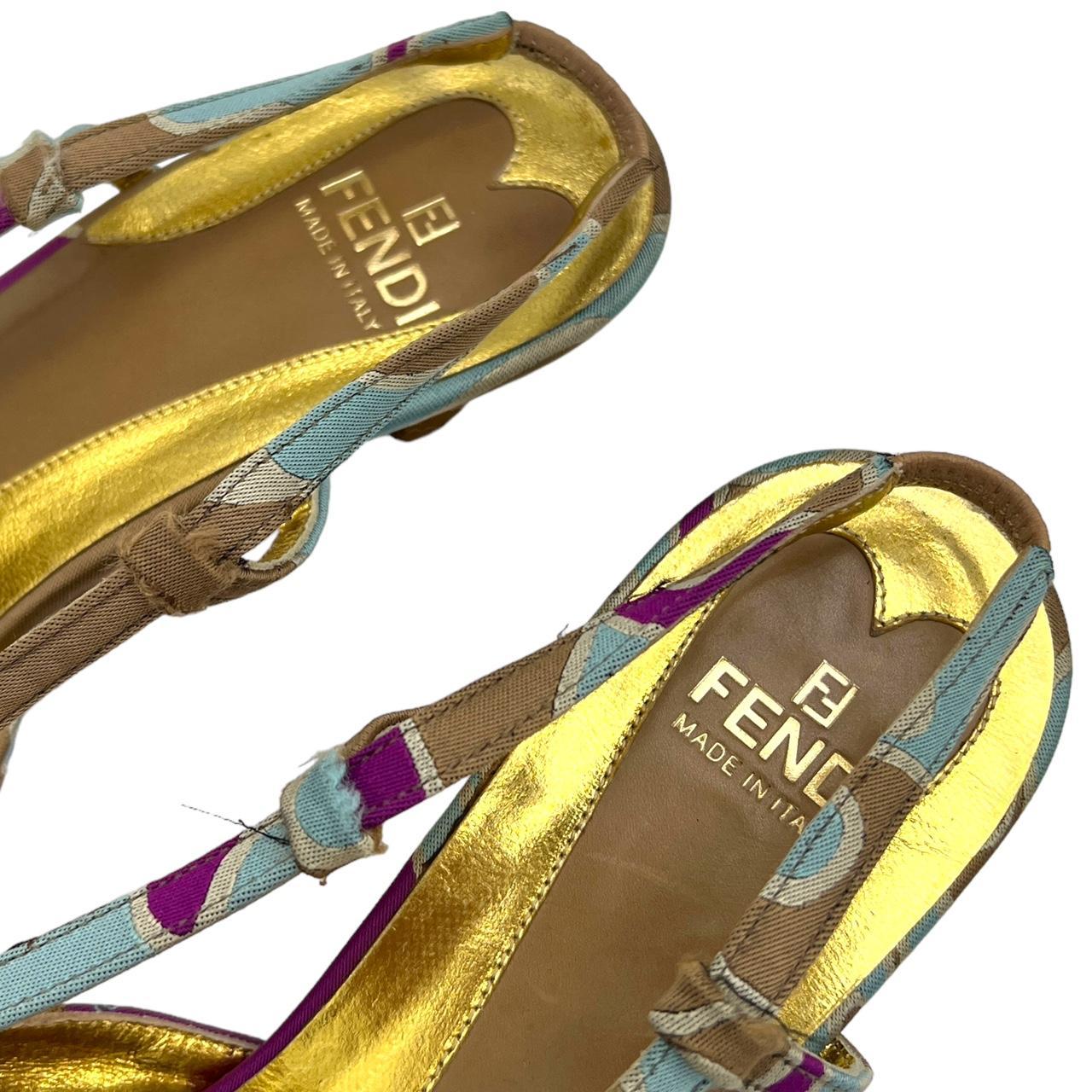 Fendi Printed Silk Pointed Toe Kitten Heels - Outfit Repeater