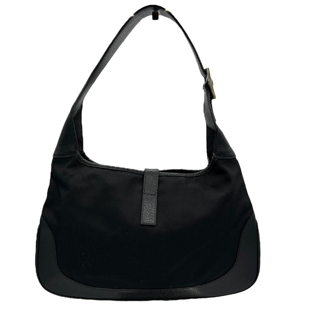 Gucci Jackie Black Canvas Leather Shoulder Bag
