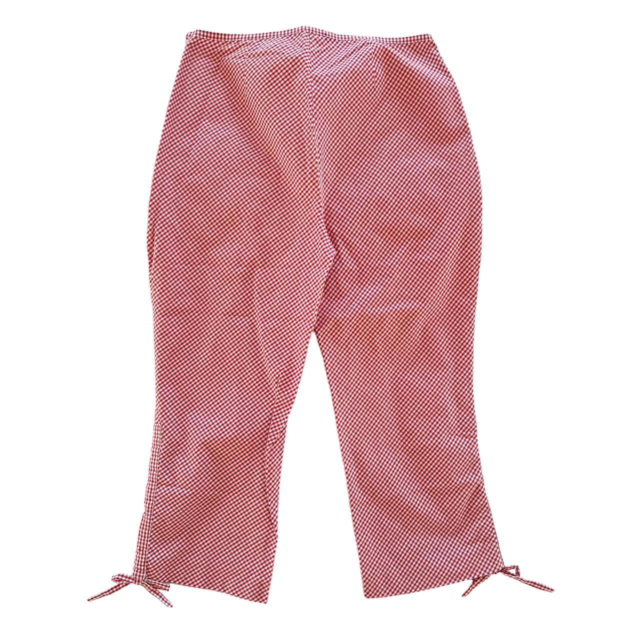 Dolce & Gabbana Red and White Gingham Capri Pants with Bows - Outfit Repeater