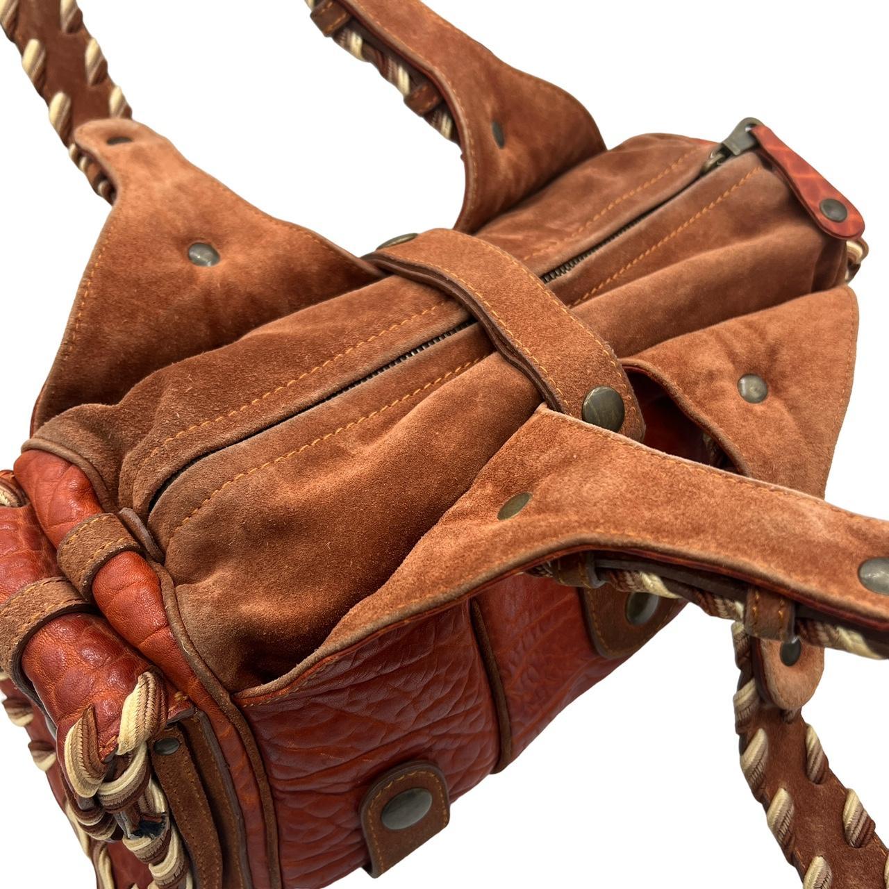 Chloé Silverado Red Tan Woven Leather Shoulder Bag