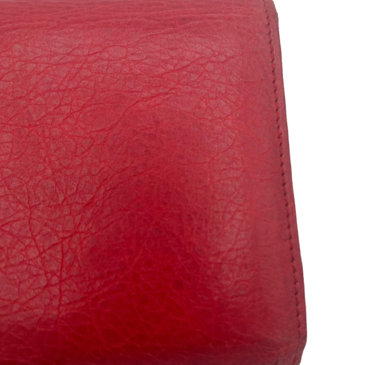 Balenciaga Red Leather City Wallet with Zip Pocket