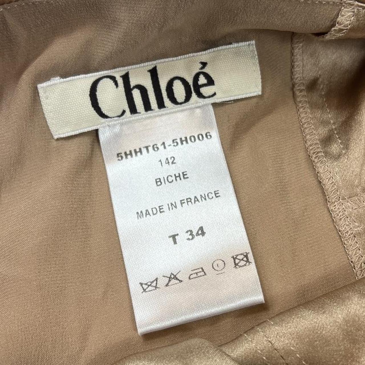 Chloé Silk Beaded Cami Blouse Beige Bow Detail
