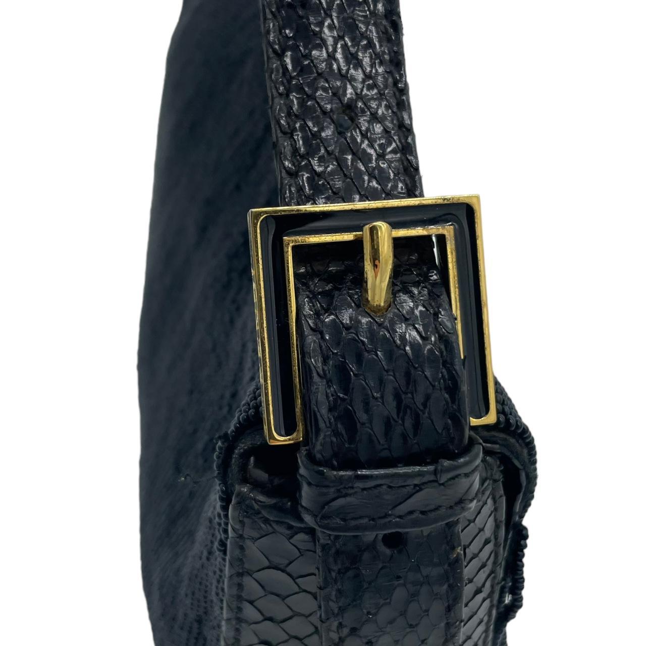 Fendi Black Python & Beaded Baguette Shoulder Bag