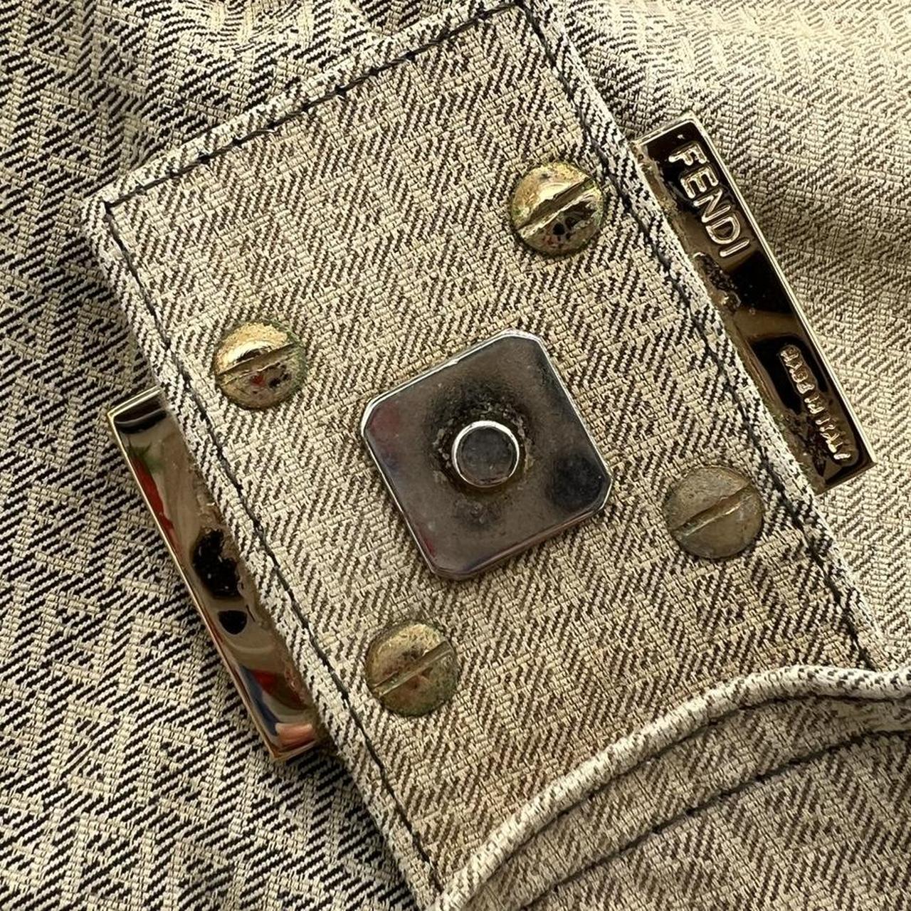 Fendi Khaki Green Zucca Logo Mama Baguette Shoulder Bag