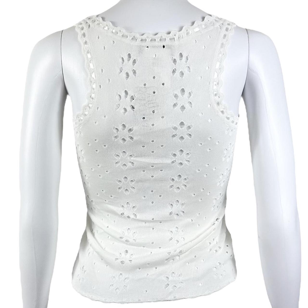 Christian Dior by John Galliano S/S 2003 White Knit Eyelet Tank Top