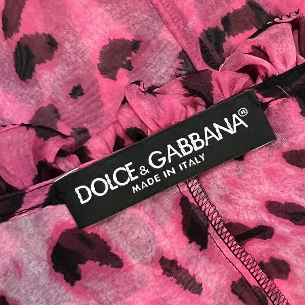 Dolce & Gabbana Pink Leopard Print Silk Blouse