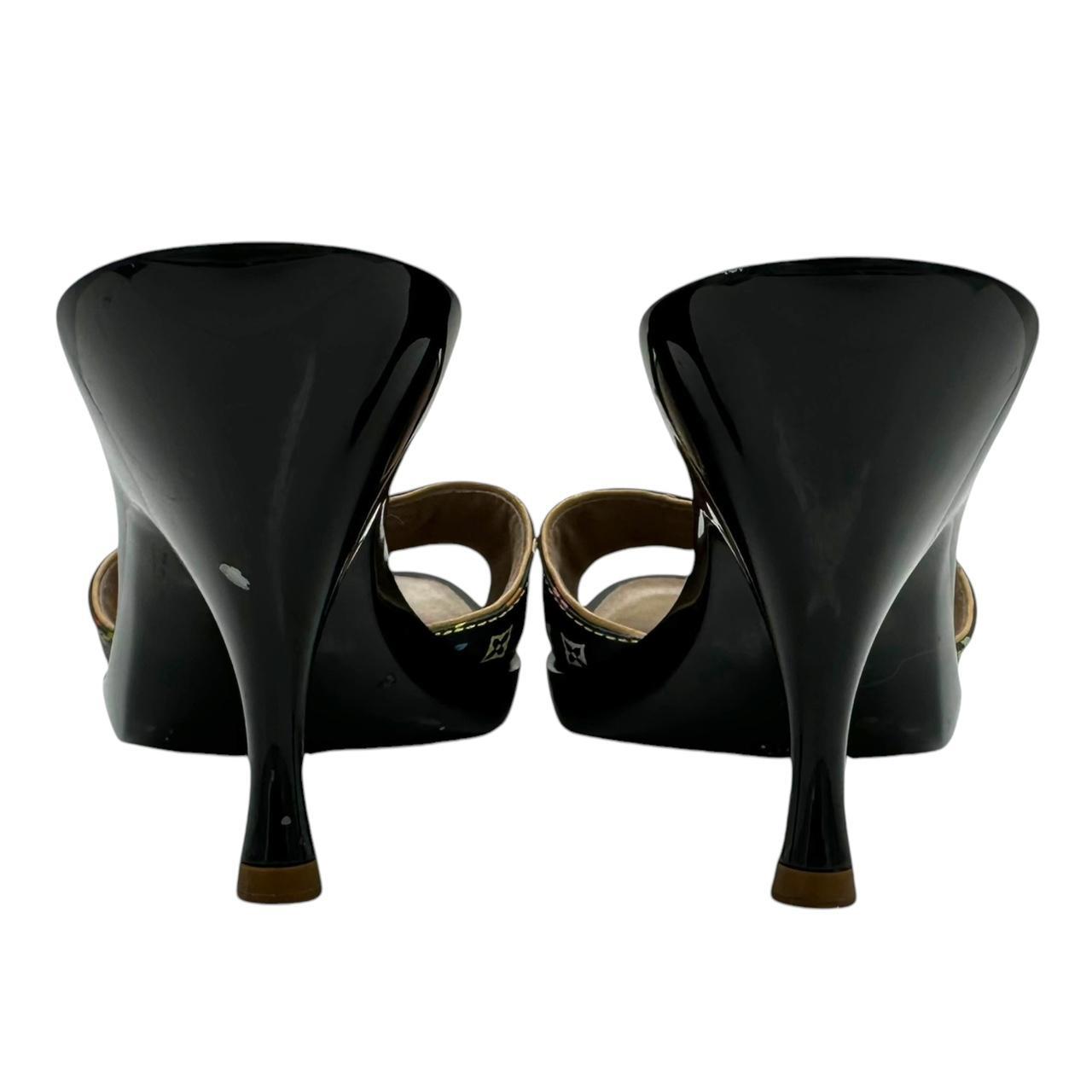 Louis Vuitton Black Multicolor Monogram Mule Heels - Outfit Repeater