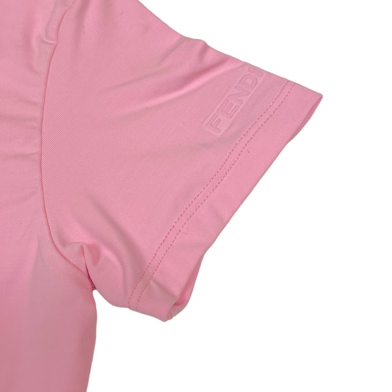 Fendi Jeans Bubblegum Pink Spandex T-Shirt with Logo