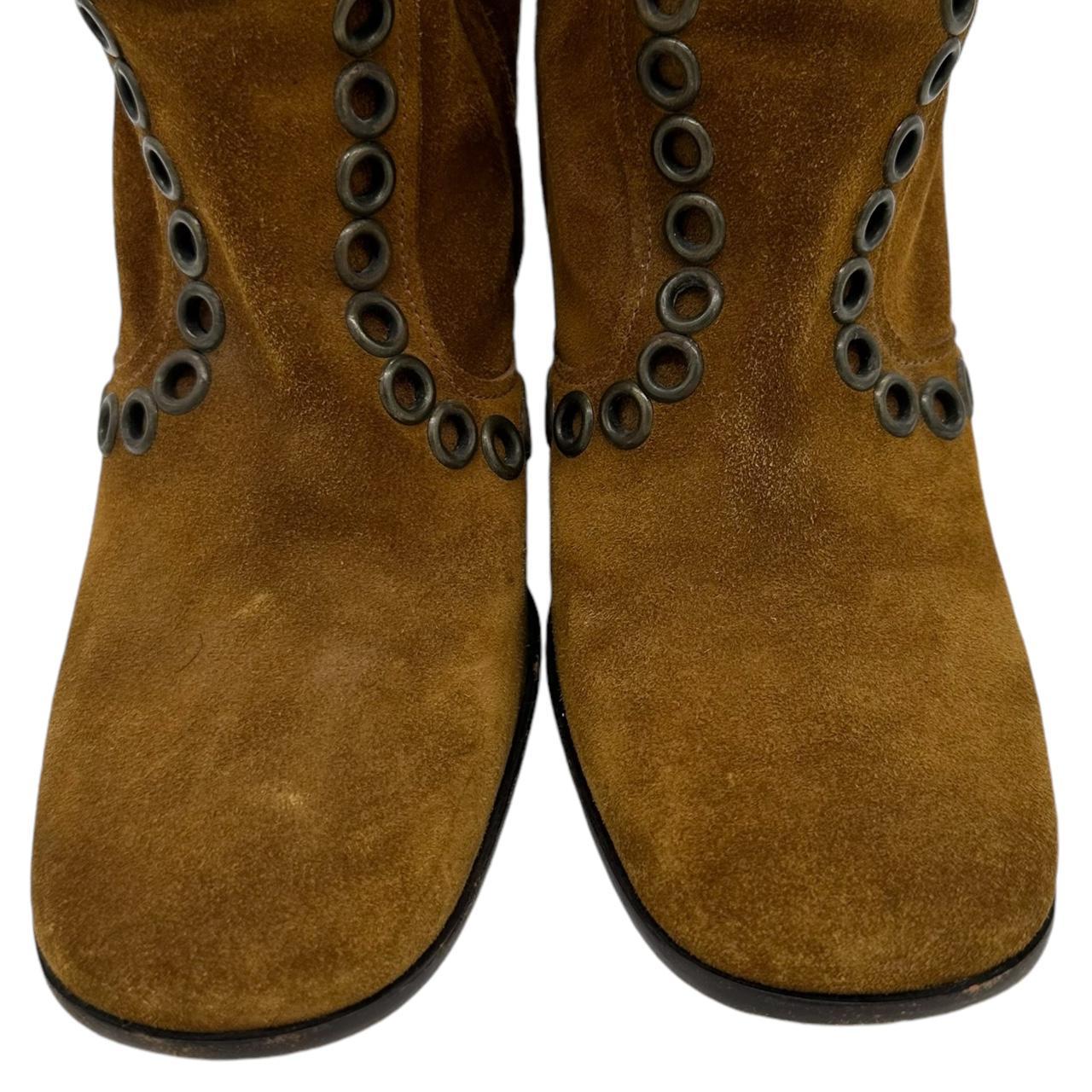 Dolce & Gabbana Brown Suede Knee-High Boots with Rivets