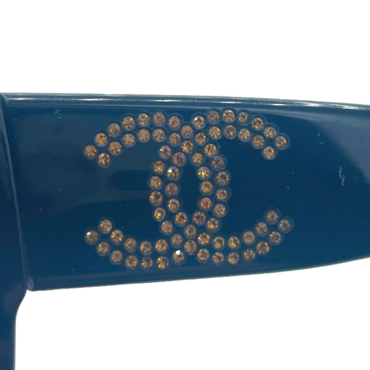 Chanel 5095 Brown Rectangle Sunglasses with Crystal Logo - Outfit Repeater