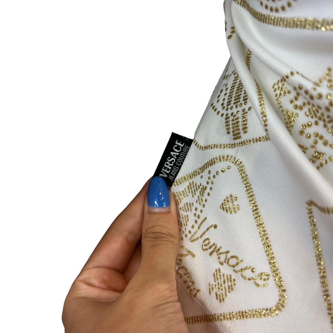 Versace Jeans Couture White and Gold Glitter Playing Card Graphic Tank Top - Outfit Repeater