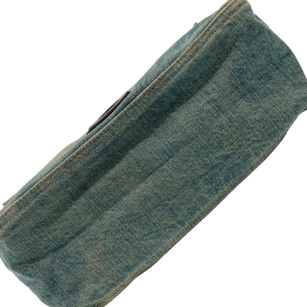 Fendi Denim Python Mama Baguette Shoulder Bag