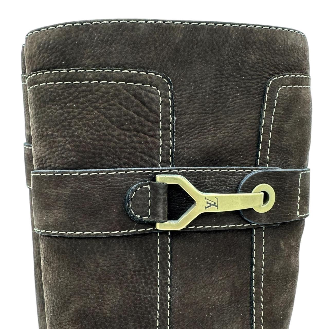 Louis Vuitton Brown Suede Knee High Heeled Boots
