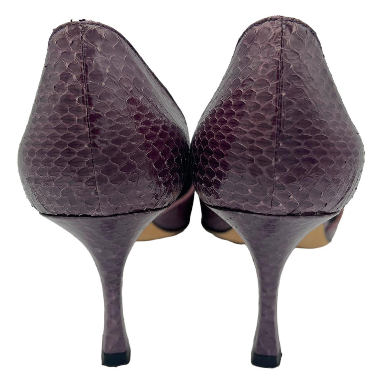 Manolo Blahnik Purple Python and Suede D'Orsay Pointed Toe Heels - Outfit Repeater