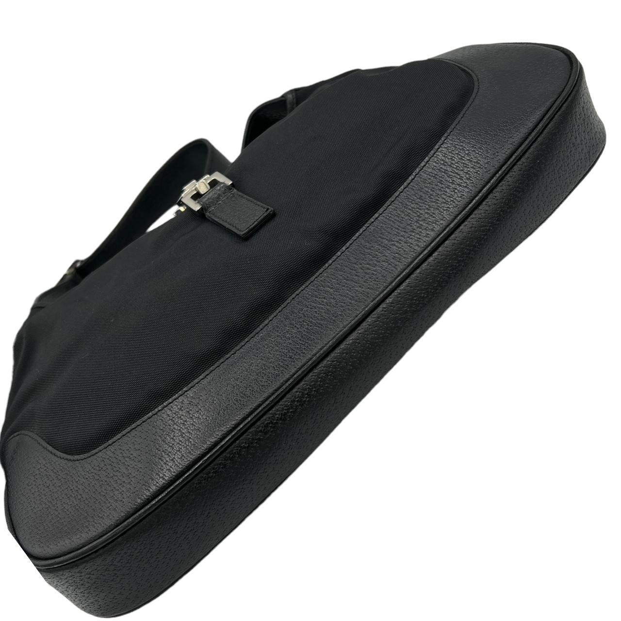 Gucci Jackie Black Canvas Leather Shoulder Bag