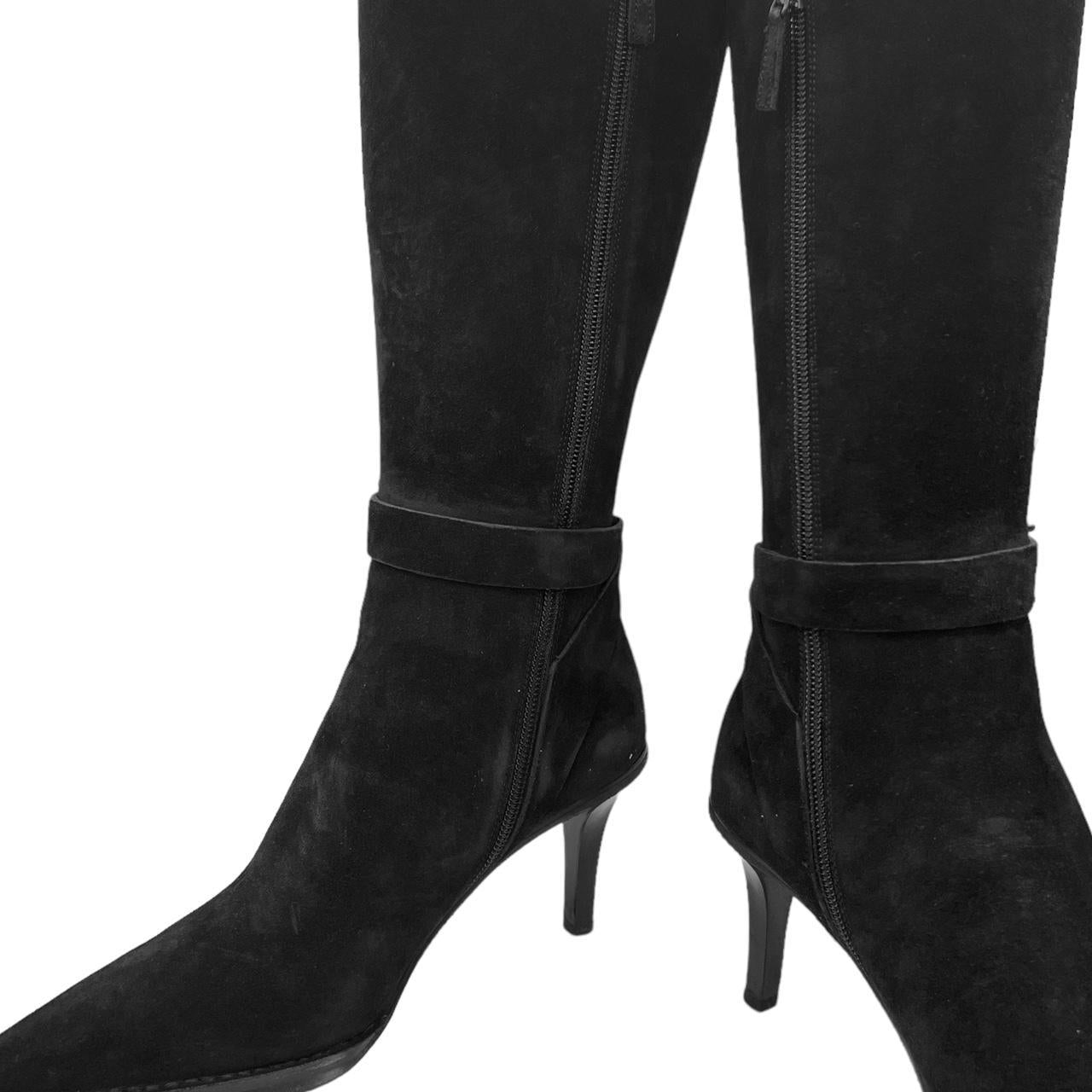 Gucci by Tom Ford Black Suede Pointed Toe Knee High Boots - Outfit Repeater