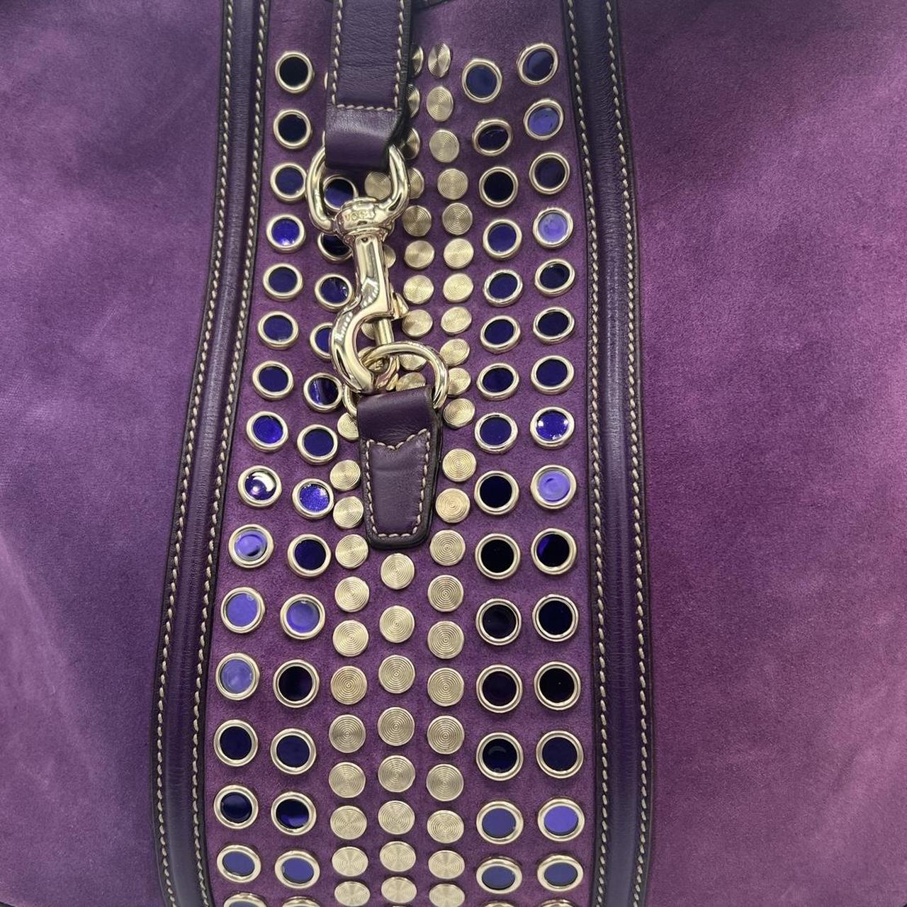Gucci Purple Suede Hobo Bag with Embellishments