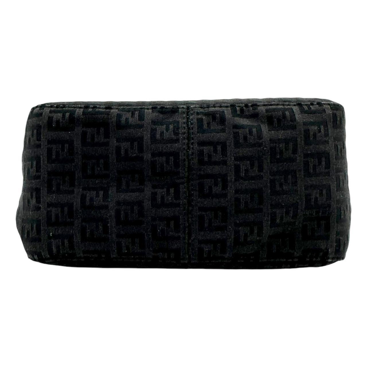 Fendi Black Zucchino Monogram Mini Mama Baguette Shoulder Bag