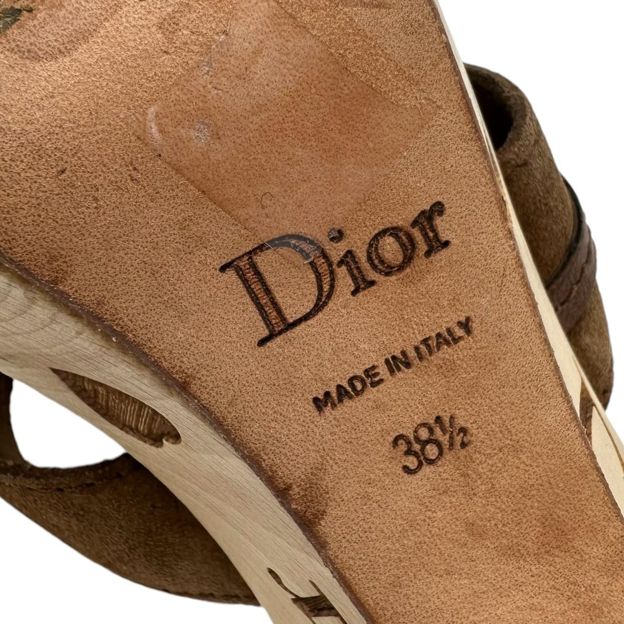Dior Peace Suede Open-Toe Heels Brown Wood Platform