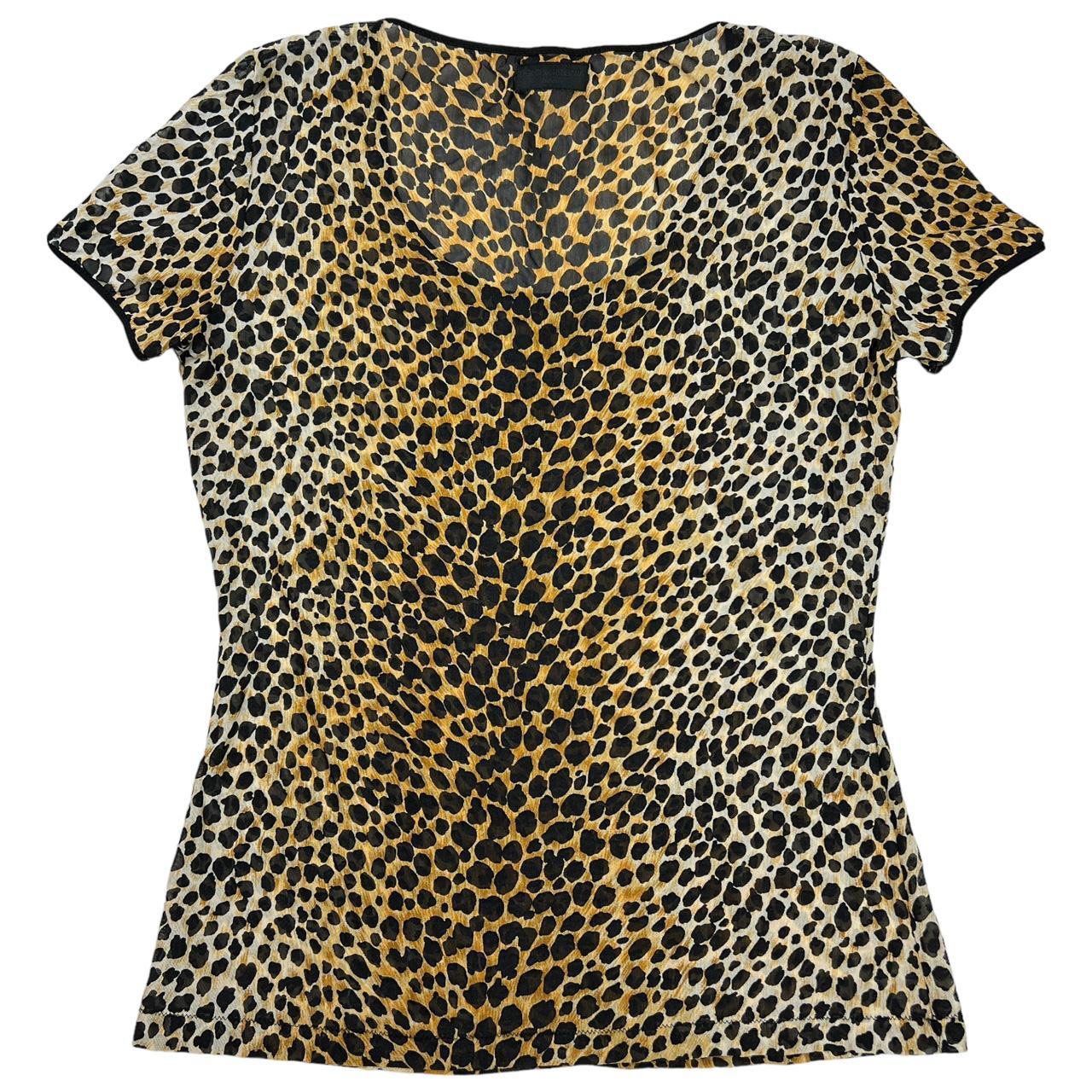 Dolce & Gabbana Leopard Print Semi Sheer Mesh T-Shirt