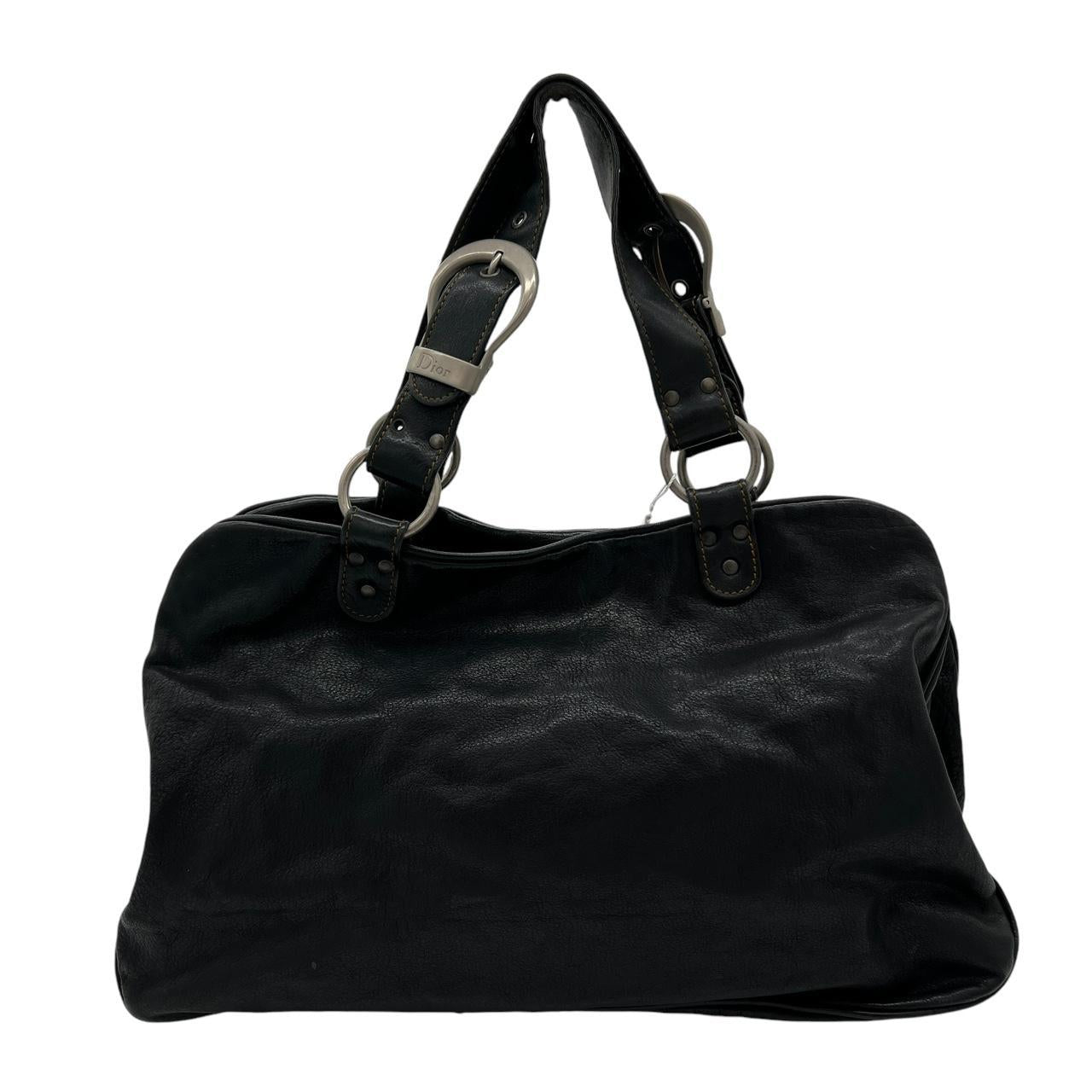Christian Dior Black Leather Gaucho Saddle Shoulder Bag - Outfit Repeater
