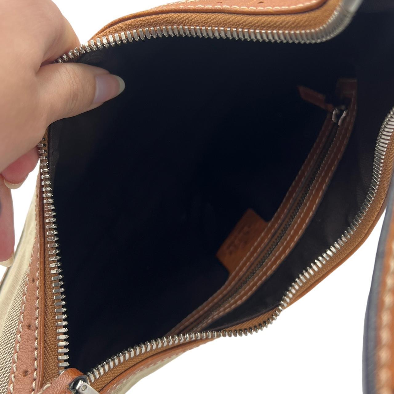 Gucci Shoulder Bag Tan Canvas Leather Logo