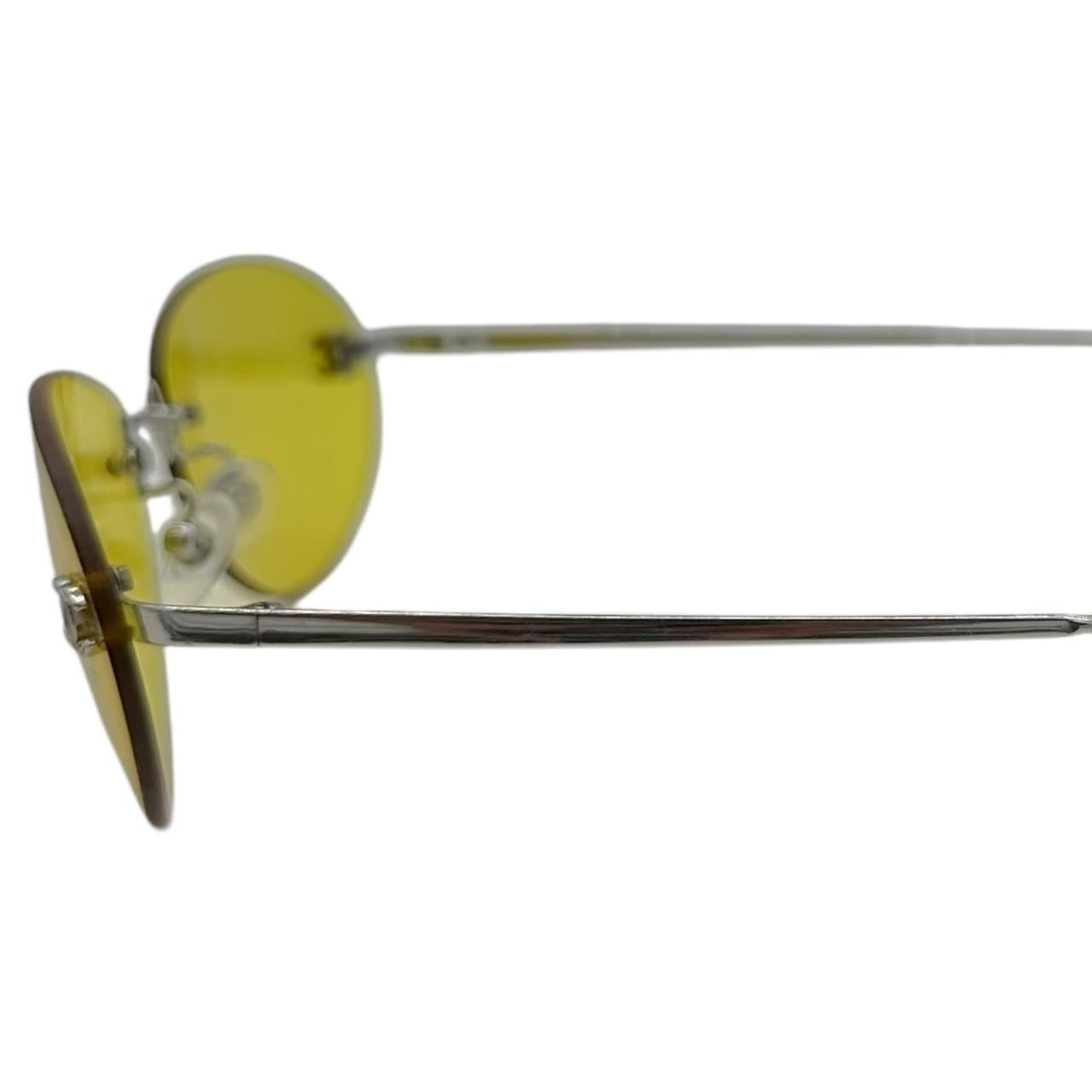 Chanel Rimless Sunglasses Yellow Tinted Lenses Silver Hardware