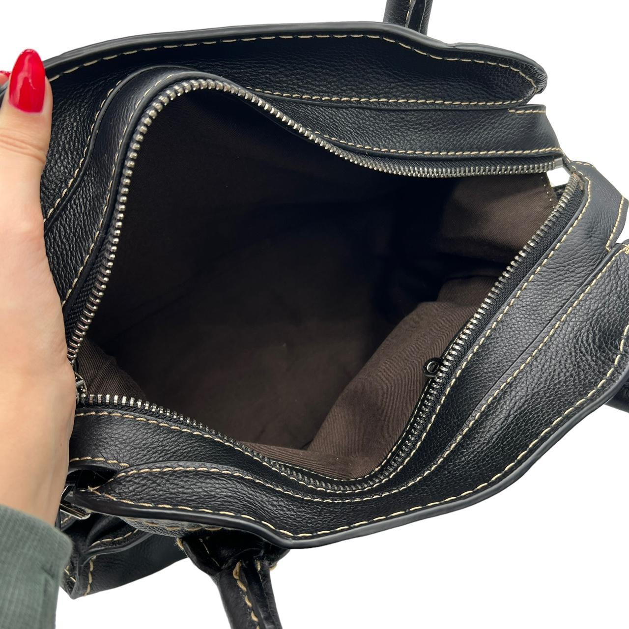 Chloé Large Black Leather Edith Bag with Contrast Stitching