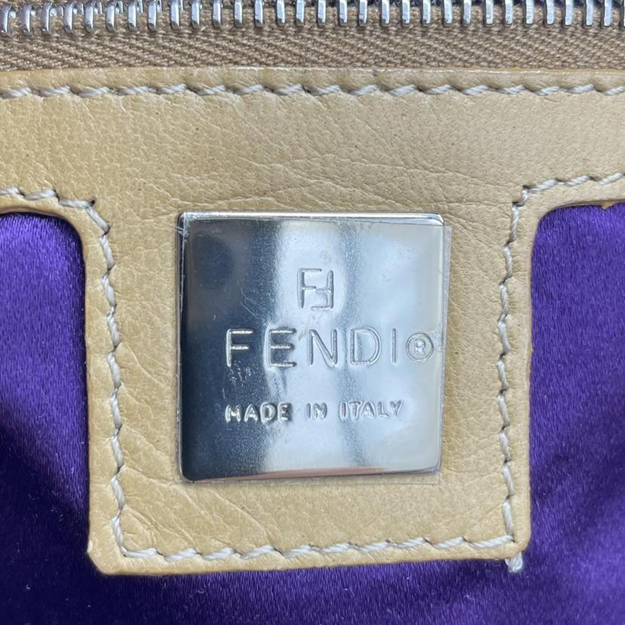 Fendi Tan Leather & Stone Baguette Shoulder Bag