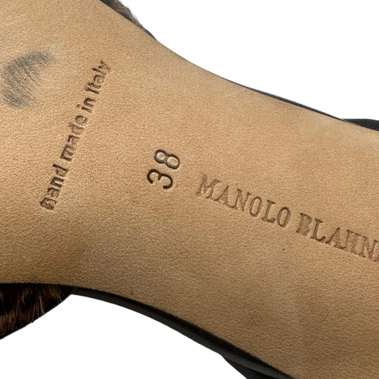Manolo Blahnik Leopard Print Pony Hair Slingback Heels