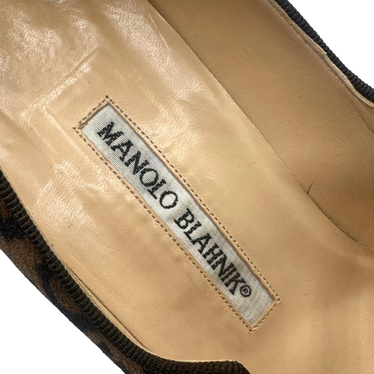Manolo Blahnik Leopard Print Suede Mary Jane Heels