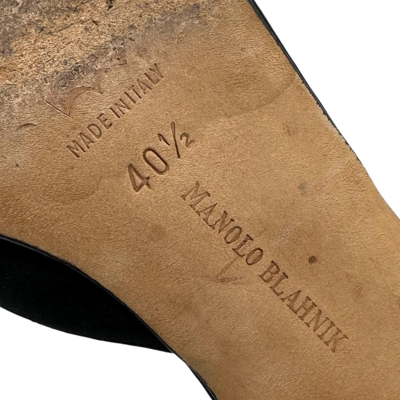 Manolo Blahnik Black Cross-Stitch Embroidered Kitten Heels - Outfit Repeater