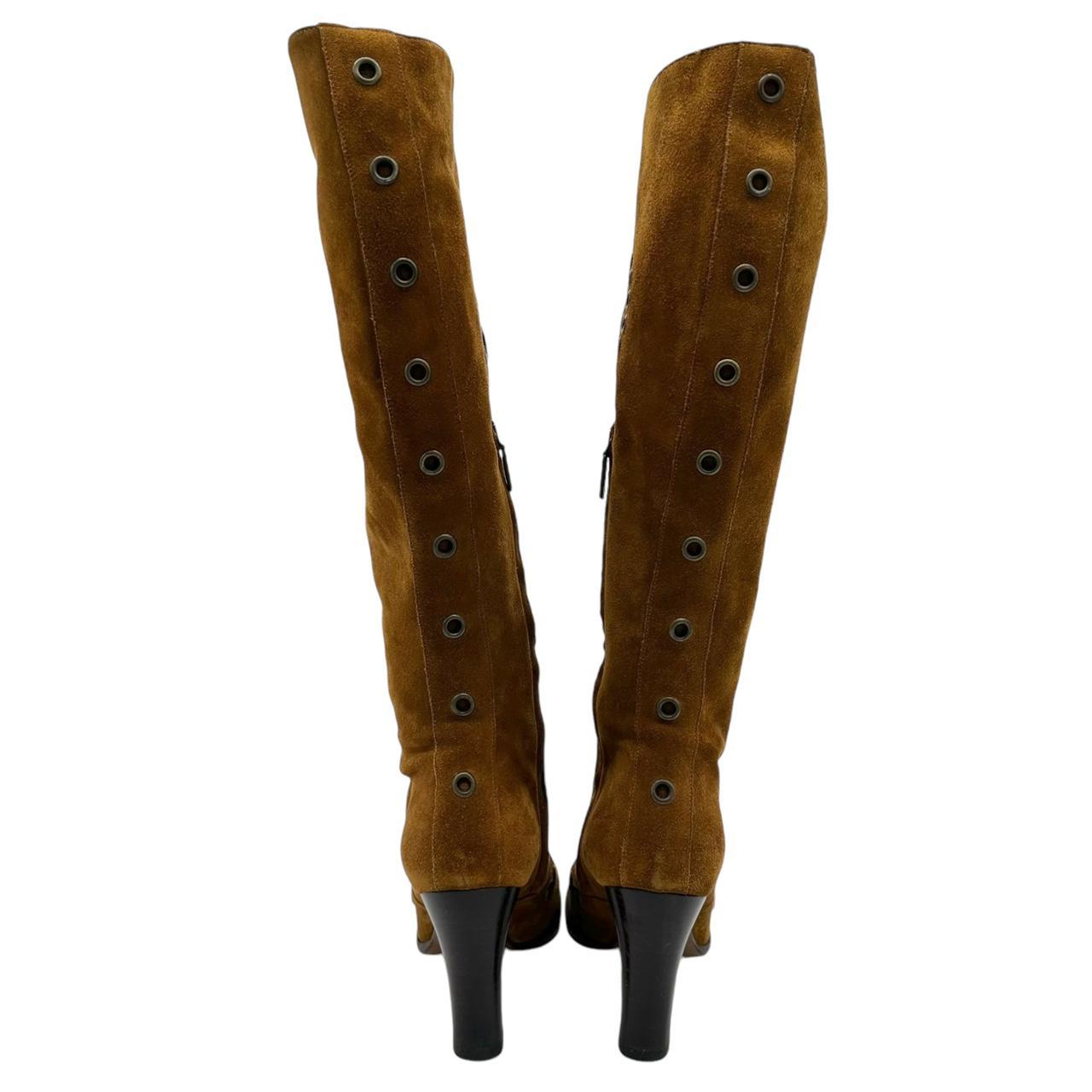 Dolce & Gabbana Brown Suede Knee-High Boots with Rivets