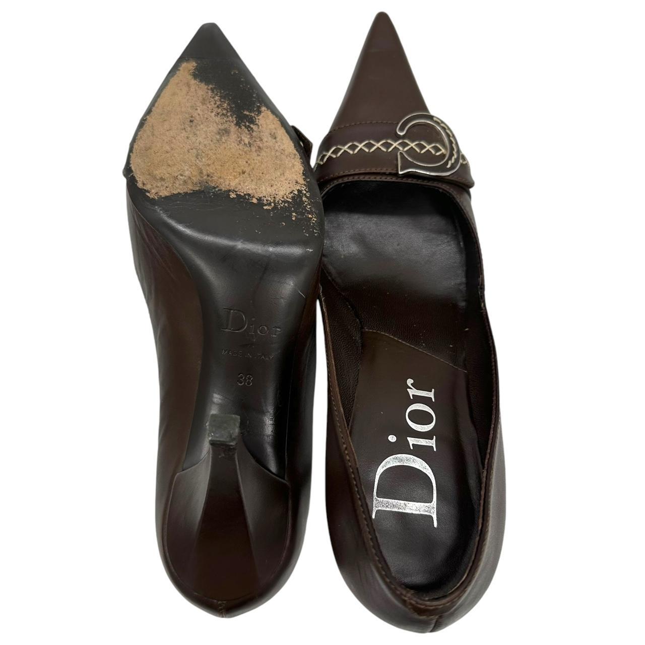 Christian Dior Brown Leather CD Logo Heels - Outfit Repeater