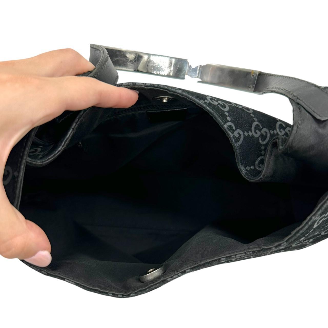 Gucci Black Suede Embossed Monogram Shoulder Bag - Outfit Repeater