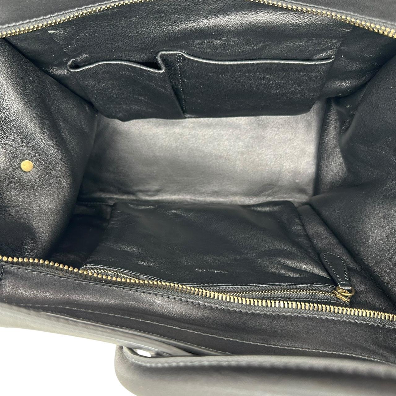 Celiné Brown Suede & Black Leather Luggage Tote Bag - Outfit Repeater