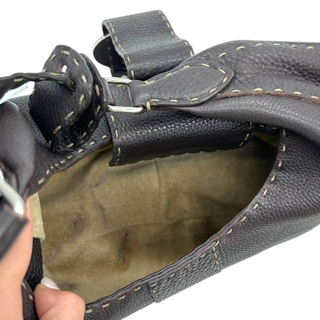 Fendi Selleria Gray Leather Crescent Shoulder Bag - Outfit Repeater