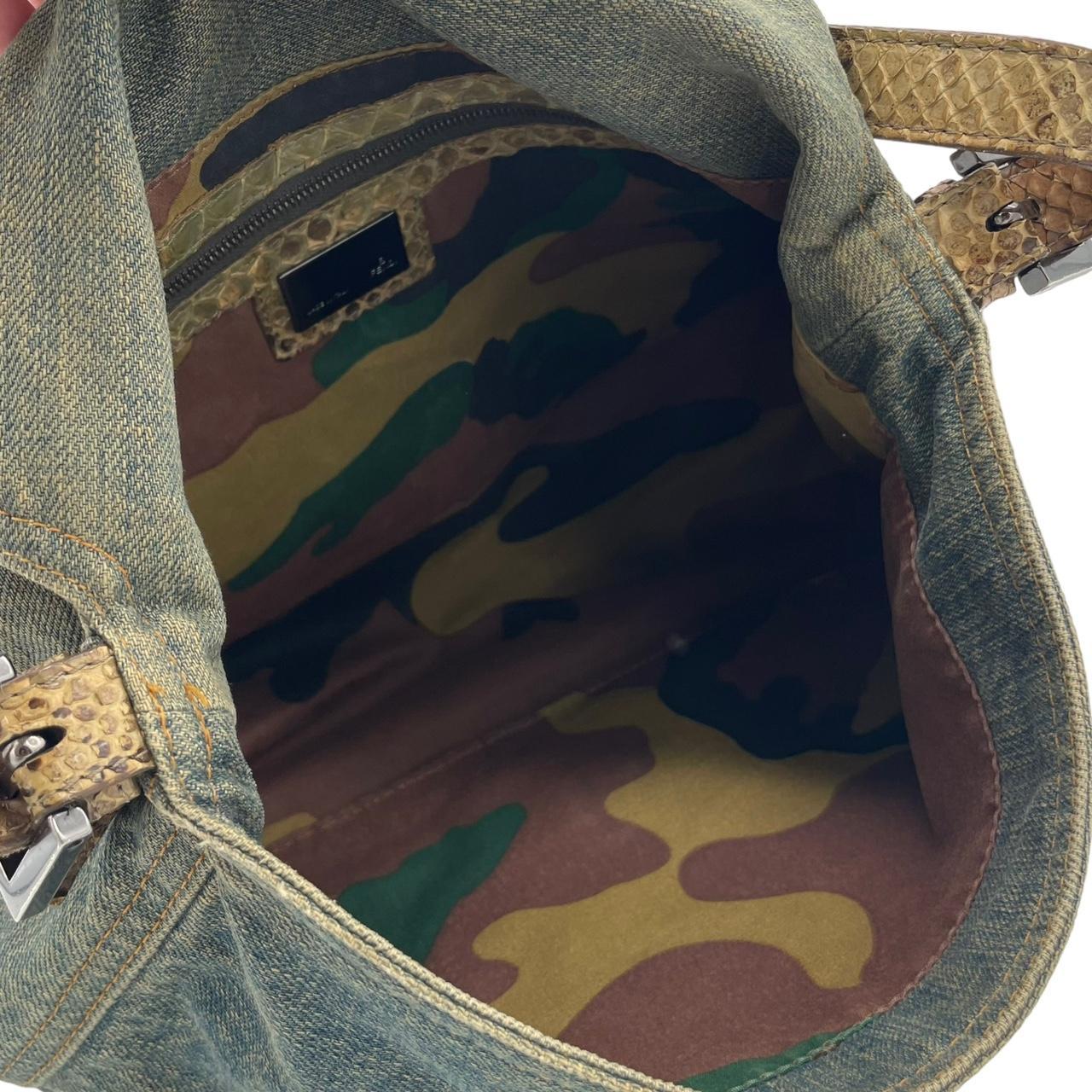 Fendi Denim Python Mama Baguette Shoulder Bag
