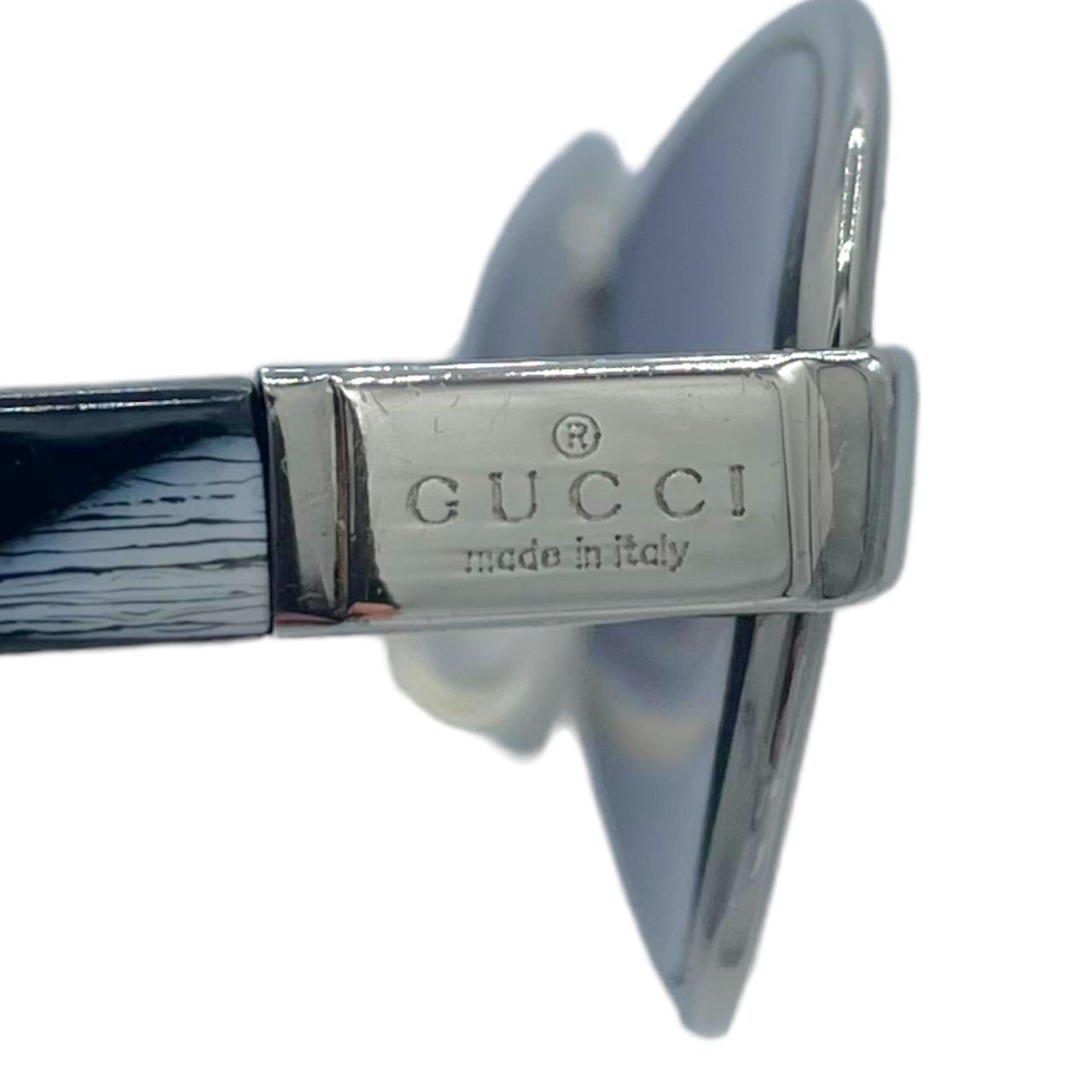 Gucci Oval Sunglasses Blue Silver Frame