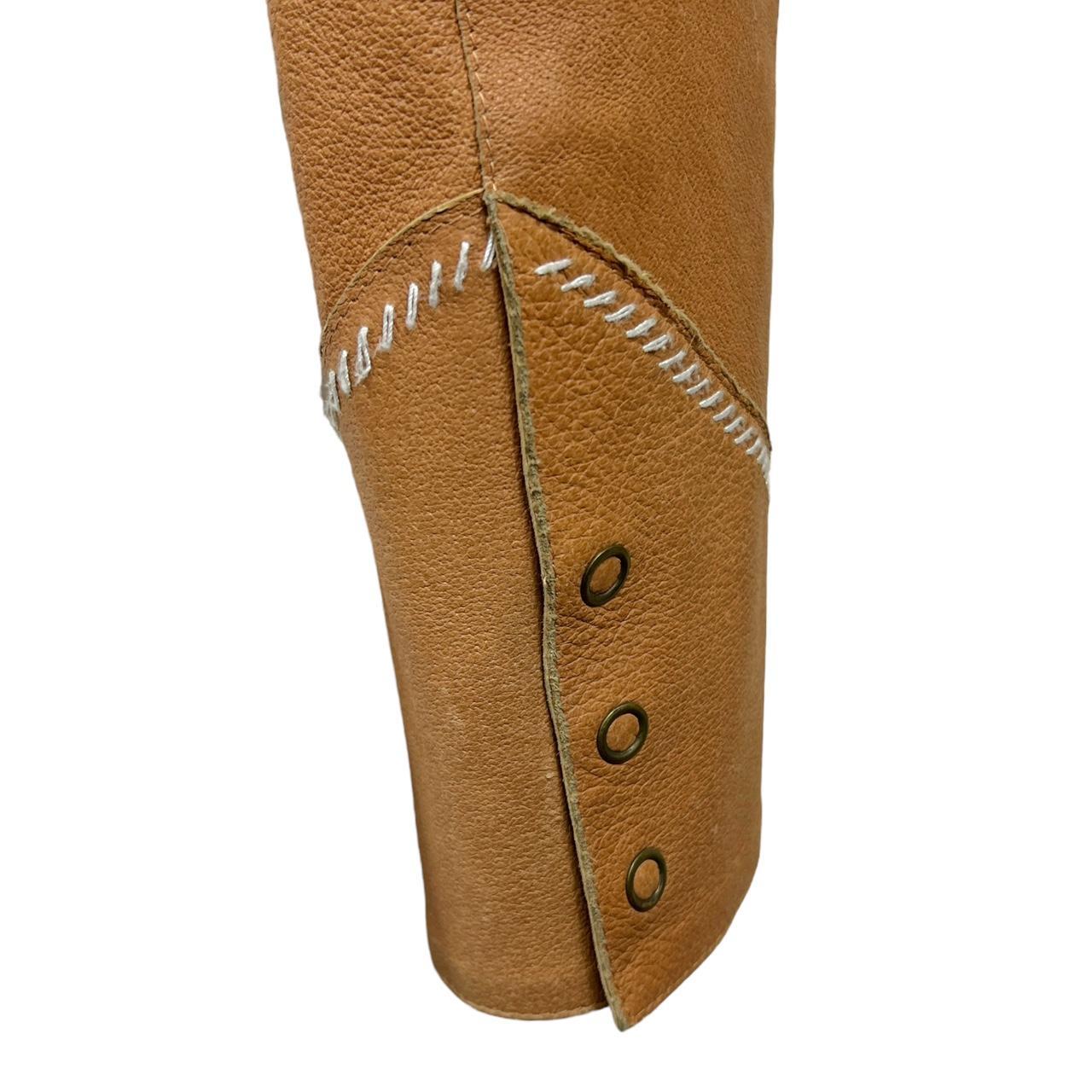 Miu Miu Tan Leather Western Style Jacket with Cream Stitching - Outfit Repeater