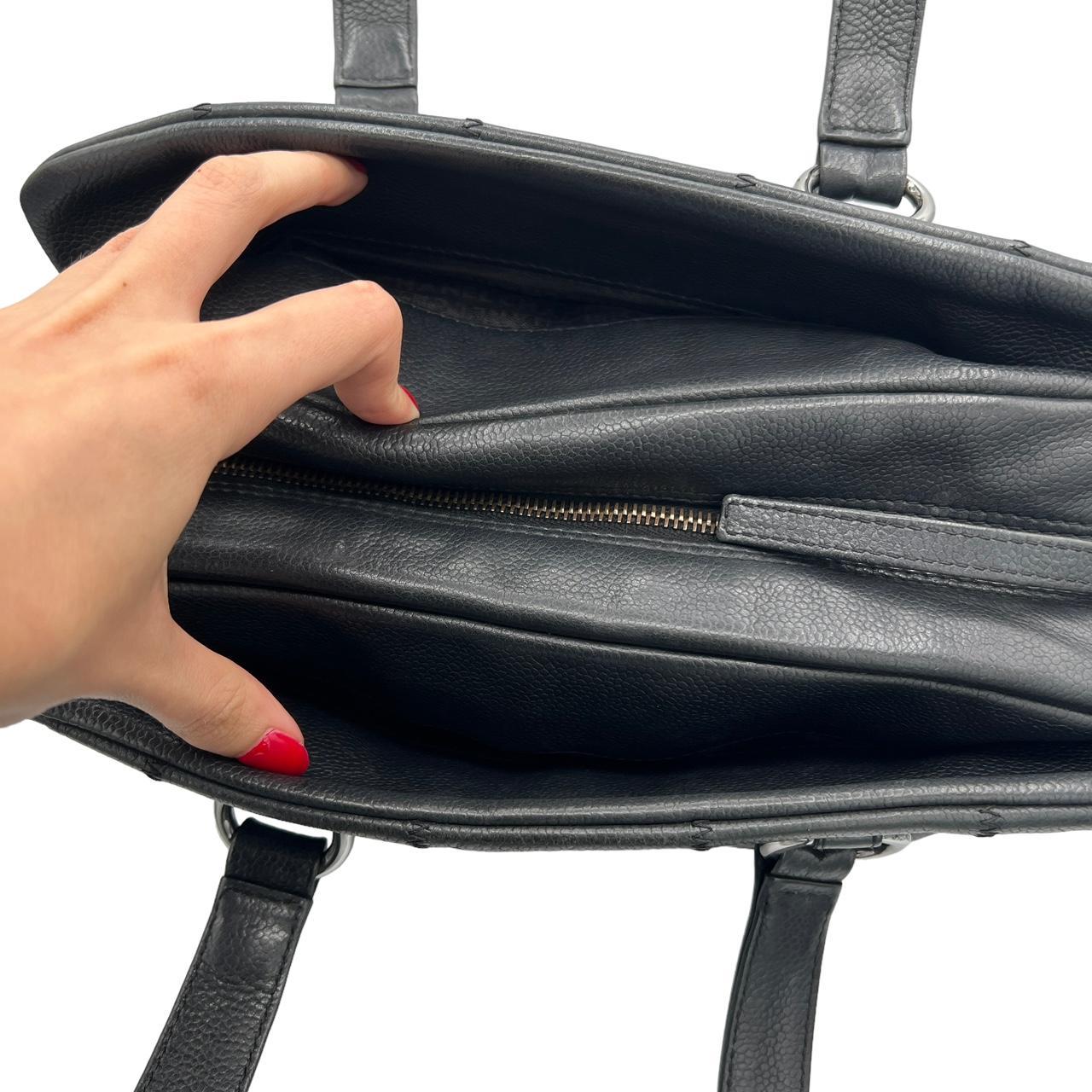 Chanel Black Leather Square Quilt Bowler Bag