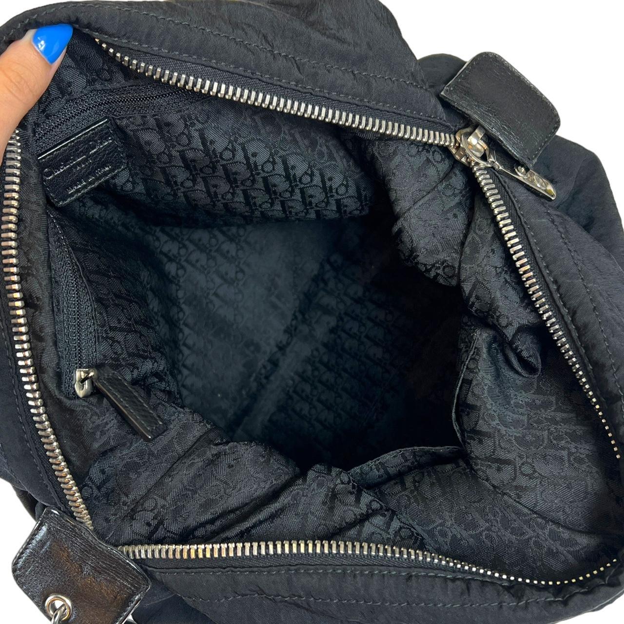 Christian Dior Black Nylon Leather Bowler Shoulder Bag
