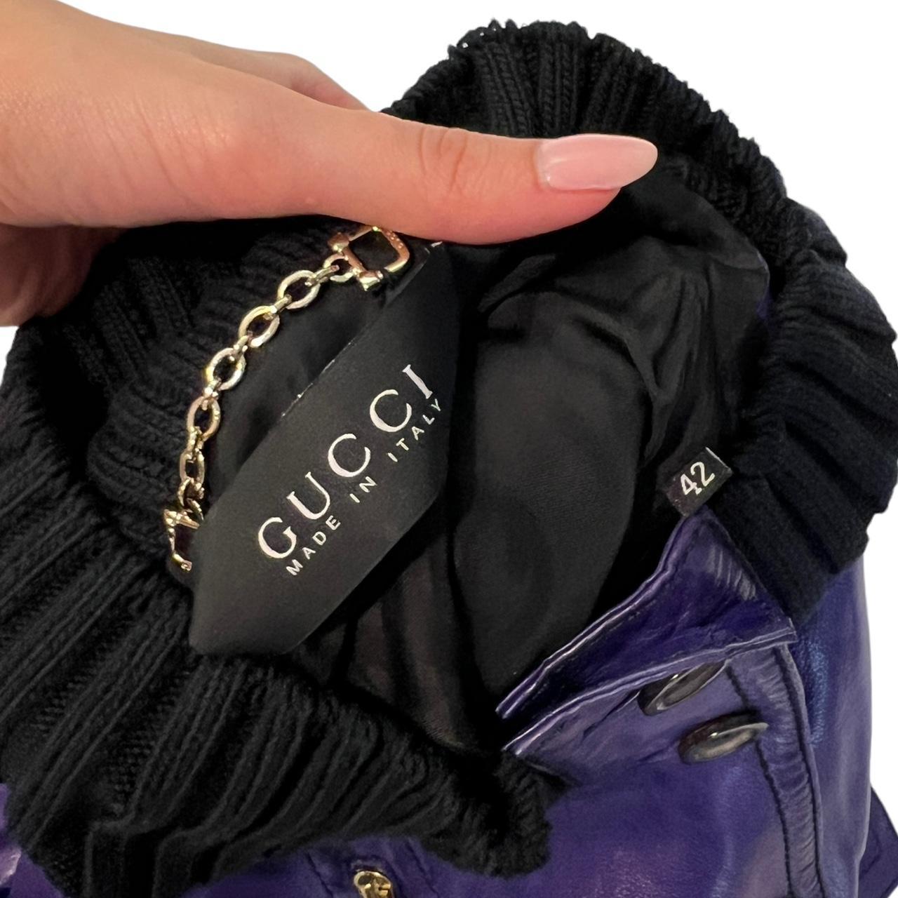 Gucci Madonna Purple Leather Bomber Jacket