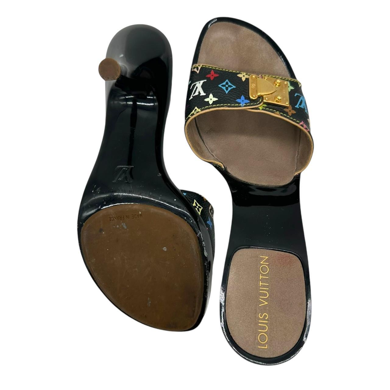 Louis Vuitton Black Multicolor Monogram Mule Heels - Outfit Repeater